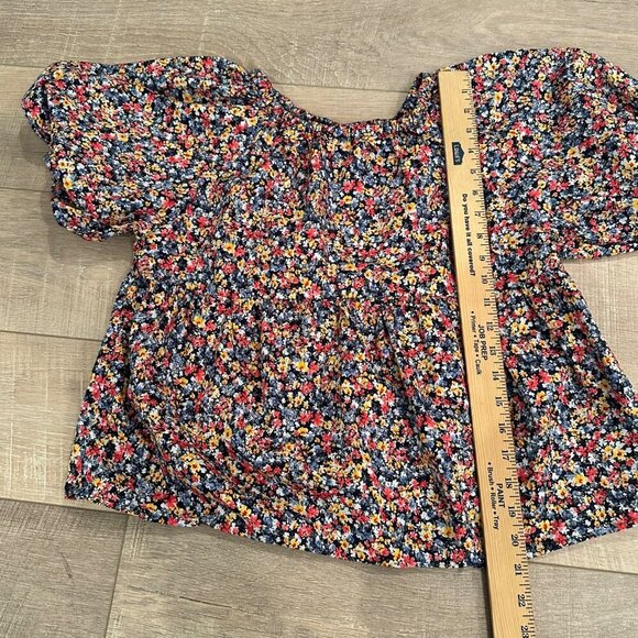 OLD NAVY FLORAL PUFF SLEEVE CROPPED BLOUSE SIZE SMALL - Picture 5 of 7